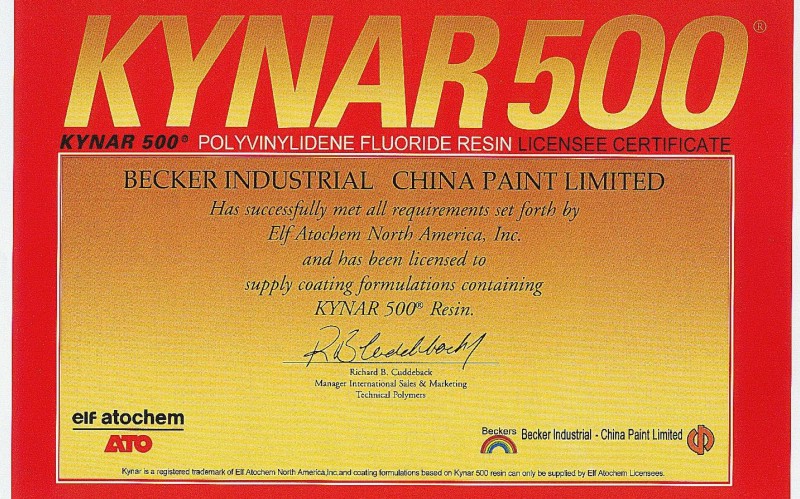 Walltes Kynar 500 Certificate